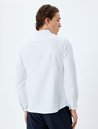 Slim Fit Gömlek Uzun Kollu Pamuk Karışımlı