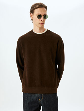 Oversize Kazak Bisiklet Yaka Basic Pamuk Karışımlı