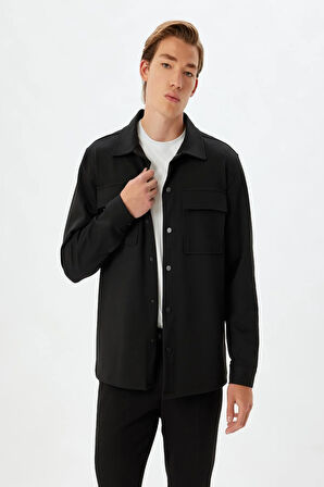 Gömlek Ceket Uzun Kollu Çıt Çıt Düğmeli Cep Detaylı