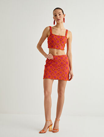 İşlemeli Askılı Crop Büstiyer