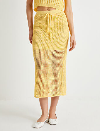 Midi Kroşe Etek Ajurlu Astarlı Bağlama Detaylı