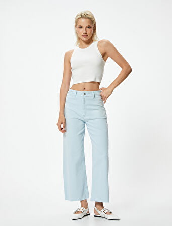 Geniş Kısa Paça Kot Pantolon Yüksek Bel - Sandra Jeans