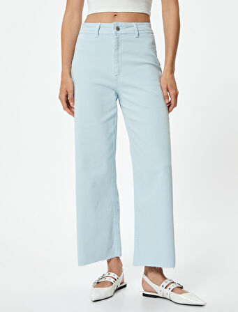 Geniş Kısa Paça Kot Pantolon Yüksek Bel - Sandra Jeans