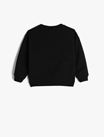 Sweatshirt Araba Baskılı Uzun Kollu Bisiklet Yaka Şardonlu