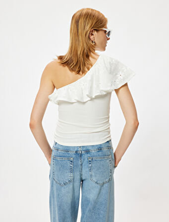 Fırfırlı Tek Omuz Üst Fisto Detaylı Slim Fit 