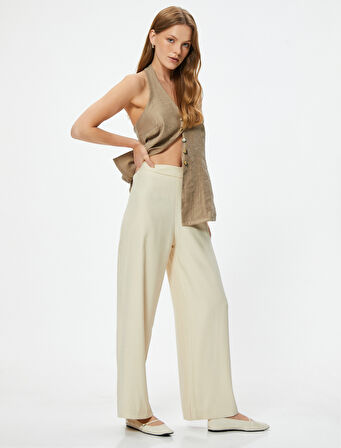 Yüksek Bel Geniş Paça Pantolon Modal Kumaş