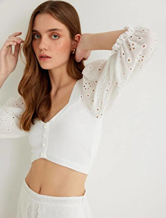 4SAK90185HT Koton Kadın Süeter BEYAZ