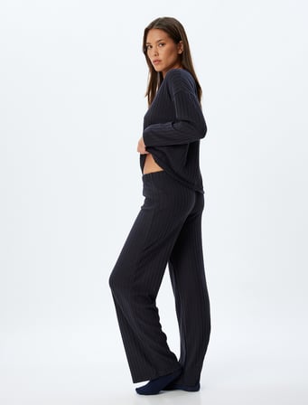 Örme Pijama Altı Yumuşak Dokulu 