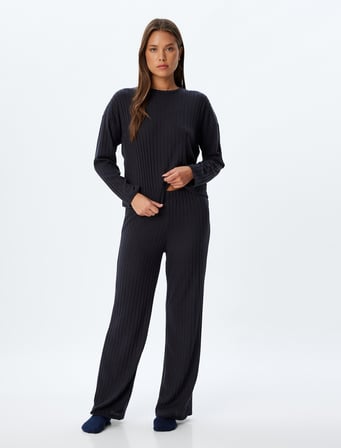 Örme Pijama Altı Yumuşak Dokulu 