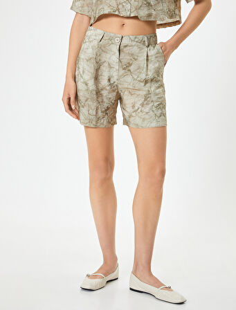 Kısa Şort Cepli Batik Desenli