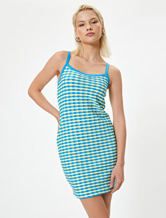 Askılı Mini Elbise Slim Fit İnterlok Kumaş