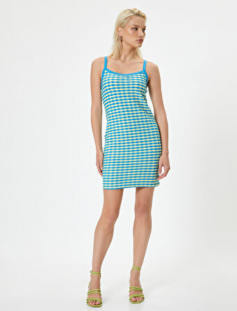 Askılı Mini Elbise Slim Fit İnterlok Kumaş