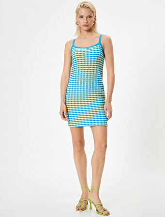 Askılı Mini Elbise Slim Fit İnterlok Kumaş