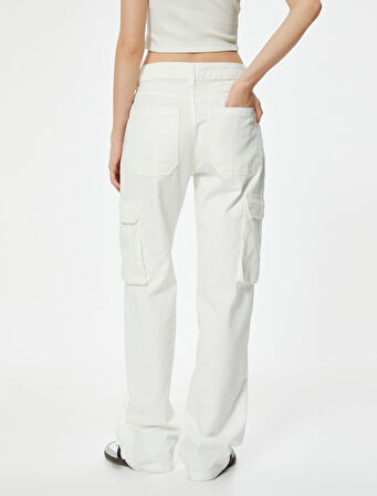 Kargo Kot Pantolon Düz Bol Paça Standart Bel - Eve Straight Jeans