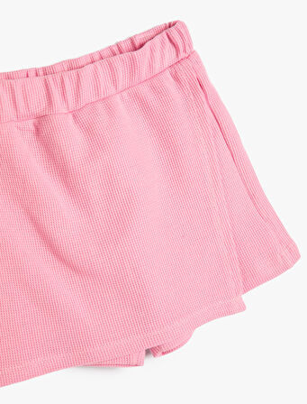 Basic Mini Şort Etek Kruvaze Beli Lastikli Pamuklu