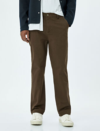 Pamuklu Gabardin Cep Detaylı Chino Pantolon