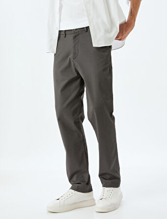 Pamuklu Gabardin Cep Detaylı Chino Pantolon