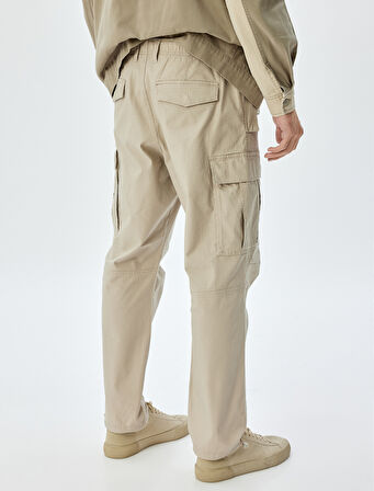 Paraşüt Pantolon Oversize Beli Bağcıklı Kargo Cep Detaylı Pamuklu