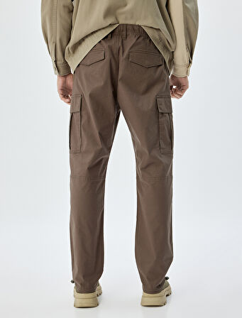 Paraşüt Pantolon Oversize Beli Bağcıklı Kargo Cep Detaylı Pamuklu