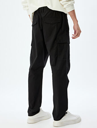 Paraşüt Pantolon Oversize Beli Bağcıklı Kargo Cep Detaylı Pamuklu