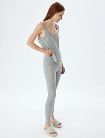Pijama Altı Fitilli Örme Jogger Standart Bel