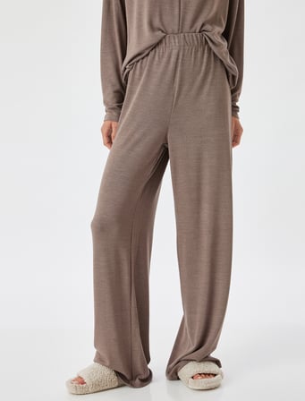 Örme Pijama Altı Bol Paça Standart Bel