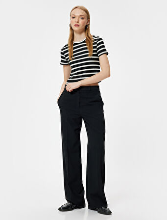 Basic Tişört Kısa Kollu Bisiklet Yaka Slim Fit