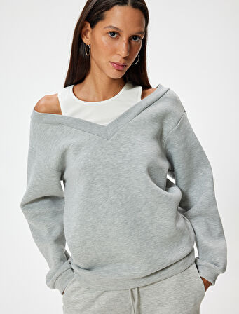 Oversize Sweatshirt Atlet Detaylı Uzun Kollu