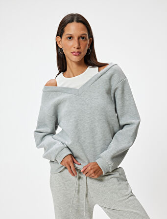 Oversize Sweatshirt Atlet Detaylı Uzun Kollu