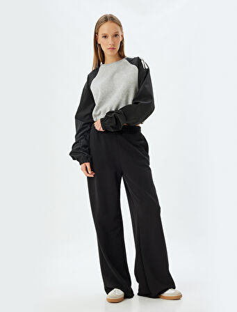 Crop Oversize Sweatshirt Reglan Kollu Bisiklet Yaka Biyeli