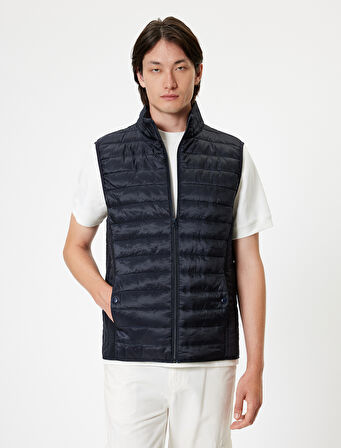 Şişme Yelek Slim Fit Dik Yaka Cep Detaylı