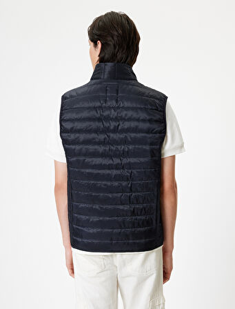 Şişme Yelek Slim Fit Dik Yaka Cep Detaylı