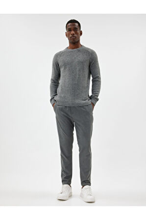 Triko Kazak Bisiklet Yaka Dokulu Uzun Kollu