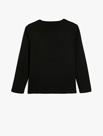 Tişört Şehir Baskılı Uzun Kollu Bisiklet Yaka 