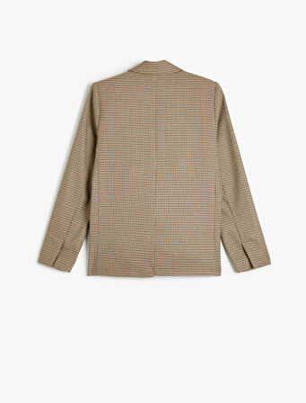 Blazer Ceket Klasik Yaka Cep Detaylı Uzun Kollu Düğmeli