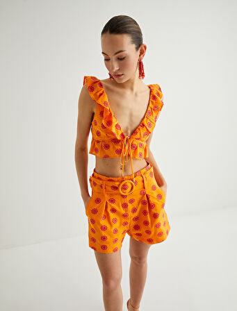 Fırfırlı Crop Fisto Üst