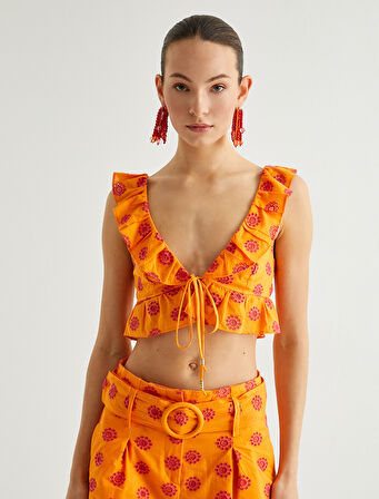 Fırfırlı Crop Fisto Üst