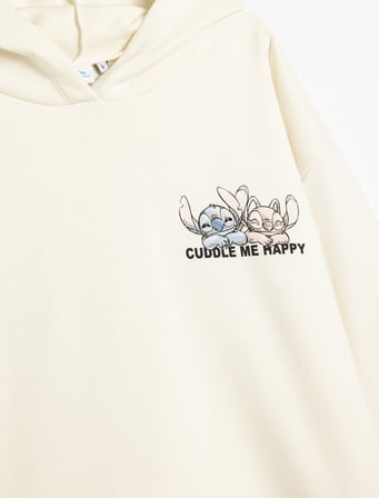 Disney Oversize Sweatshirt Kapüşonlu Arkası Baskılı Şardonlu Lisanslı