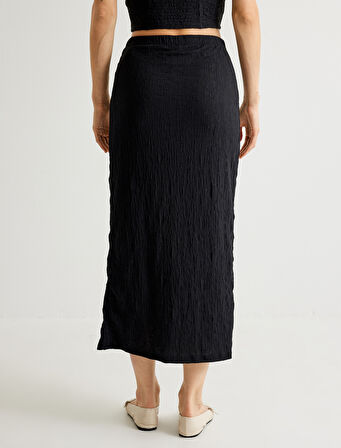 Koton X Melis Ağazat - Midi Boy Kruvaze Etek Dokulu Aksesuar Detaylı