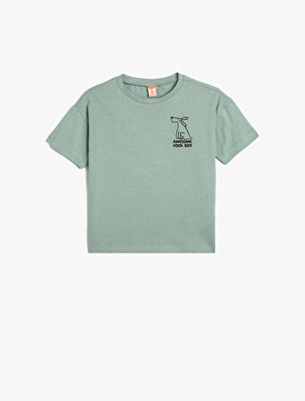 Tişört Kısa Kollu Bisiklet Yaka Köpek Baskılı