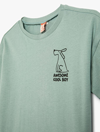 Tişört Kısa Kollu Bisiklet Yaka Köpek Baskılı