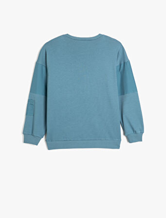 Sweatshirt Uzun Kollu Bisiklet Yaka Cep Detaylı Pamuklu