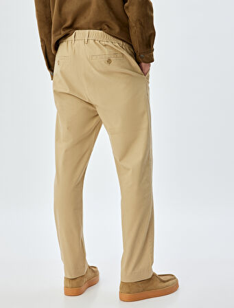Chino Pantolon Gabardin Cep Detaylı Düğmeli Pamuklu