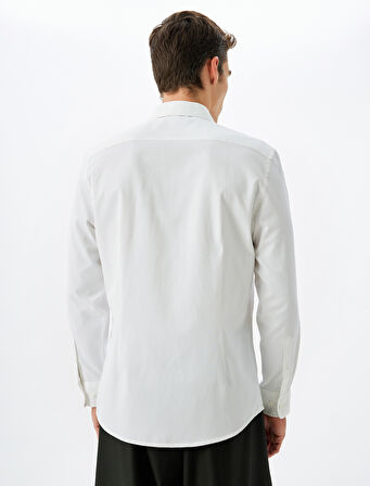 Klasik Gömlek Slim Fit Uzun Kollu Yarım İtalyan Yaka Pamuk Karışımlı