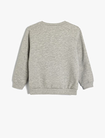 Sweatshirt Basketbol Baskı Detaylı Uzun Kollu Bisiklet Yaka 