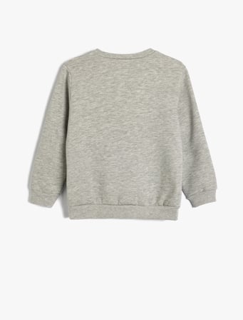 Sweatshirt Basketbol Baskı Detaylı Uzun Kollu Bisiklet Yaka 