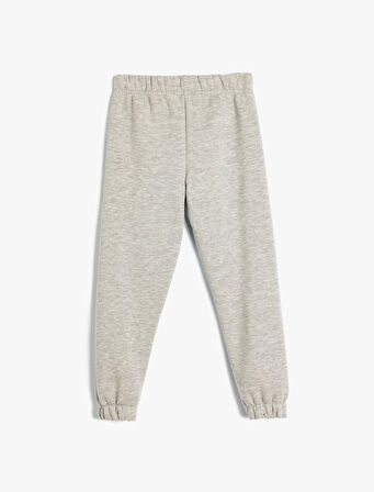 Jogger Eşofman Altı Beli Bağlamalı Slogan Baskı Detaylı