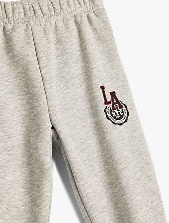 Jogger Eşofman Altı Beli Bağlamalı Slogan Baskı Detaylı