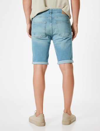 Slim Fit Kot Şort Bermuda Katlamalı Paça Cep Detaylı Pamuklu