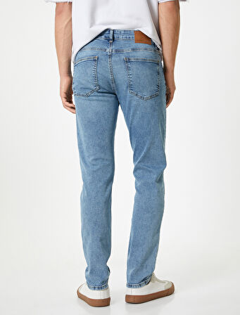 Düğmeli Standart Bel Slim Fit Kot Pantolon - Brad Jean